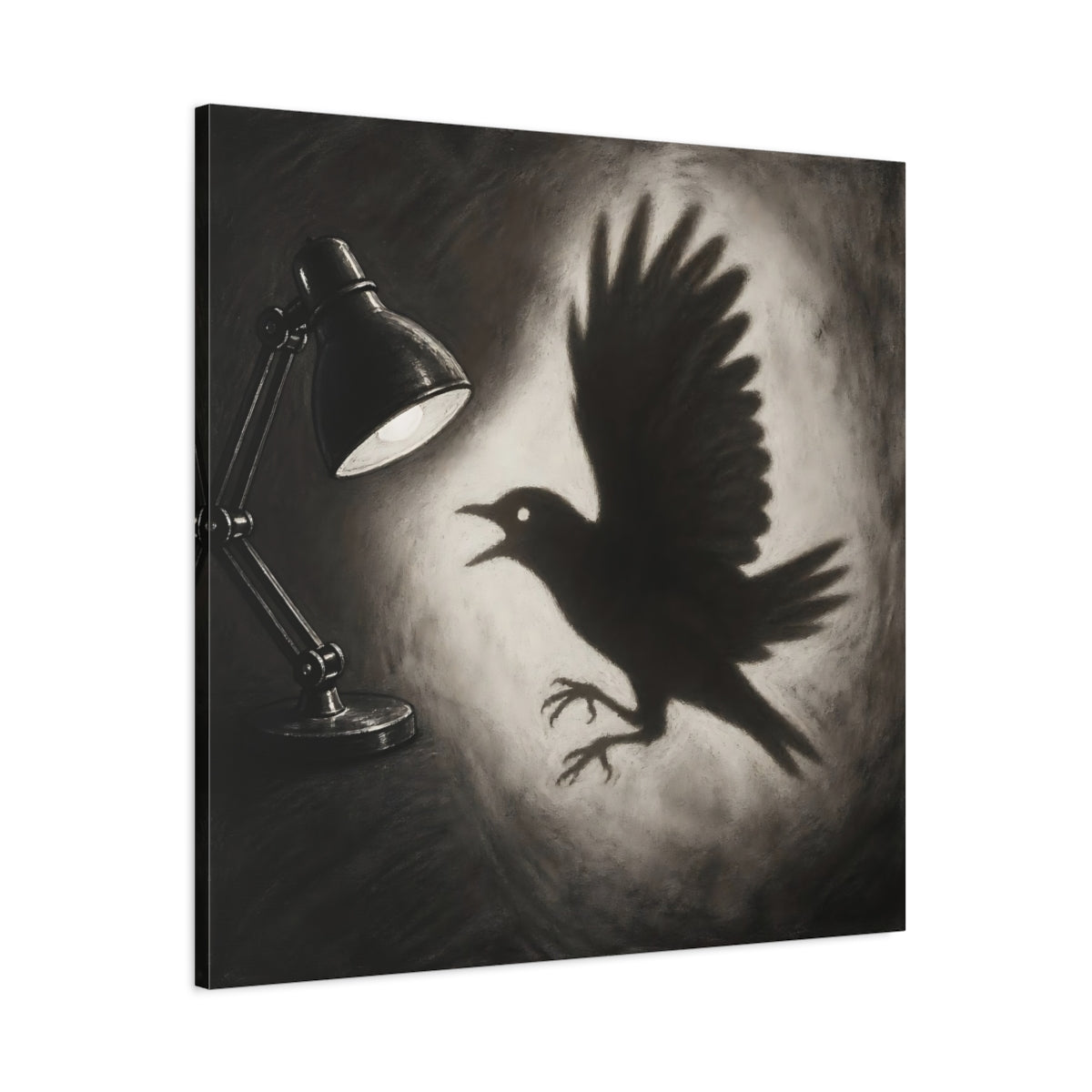Main Mockup. Startled Bird Shadow shown as canvas print