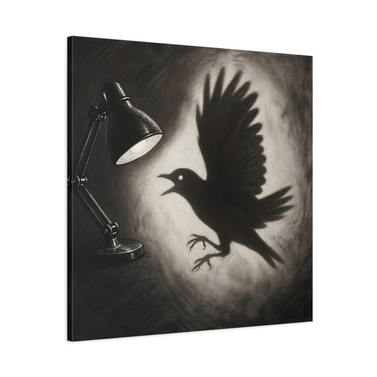 Main Mockup. Startled Bird Shadow shown as canvas print