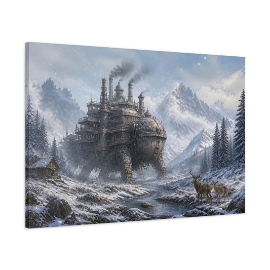 Main Mockup. Steampunk Winter Walker shown as canvas print