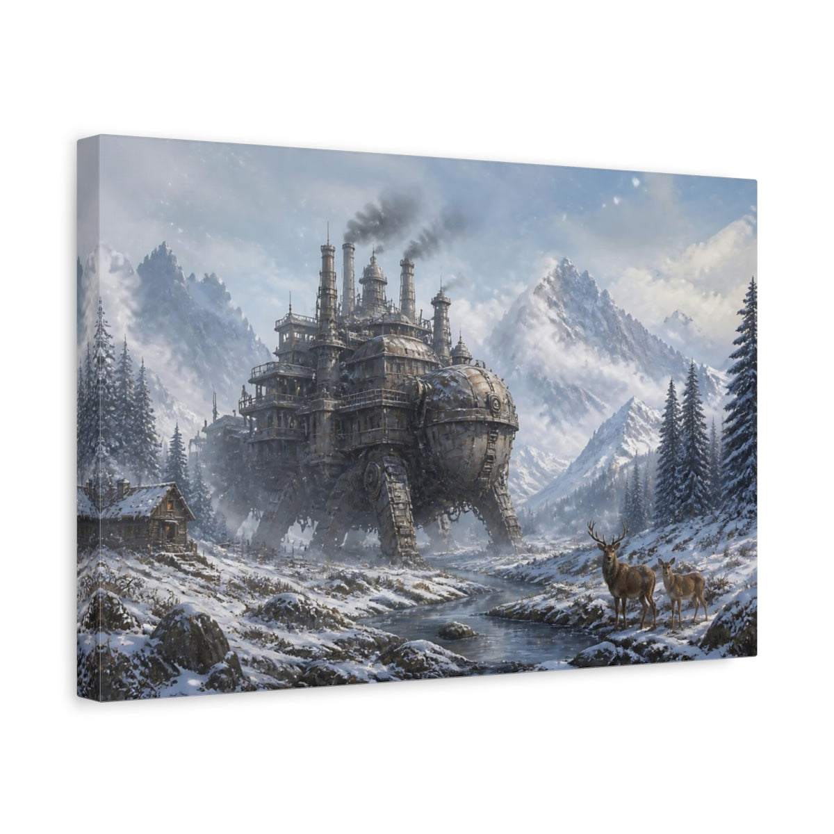 Side Mockup 4. Steampunk Winter Walker shown as canvas print