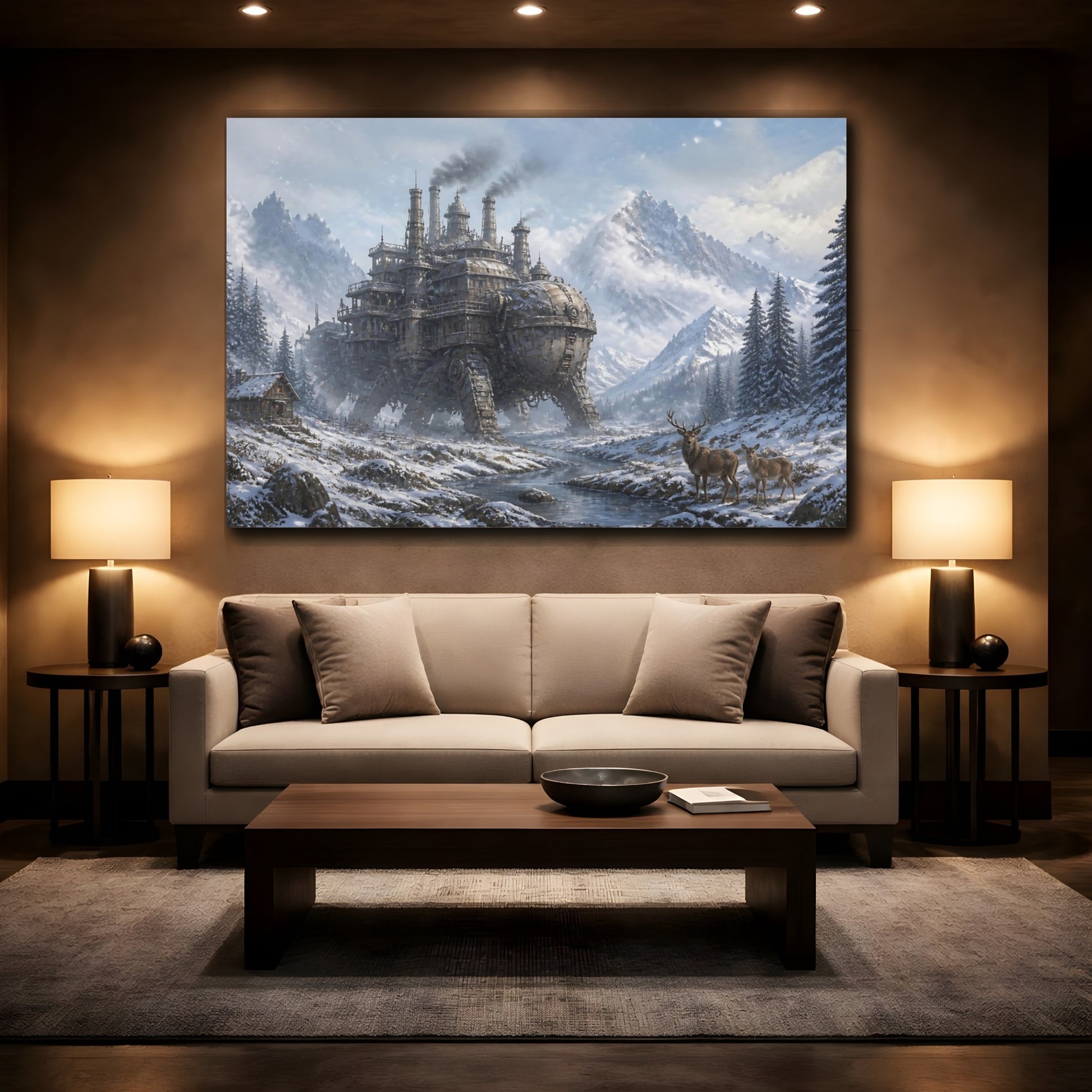 Mockup 2. Steampunk Winter Walker shown as canvas print