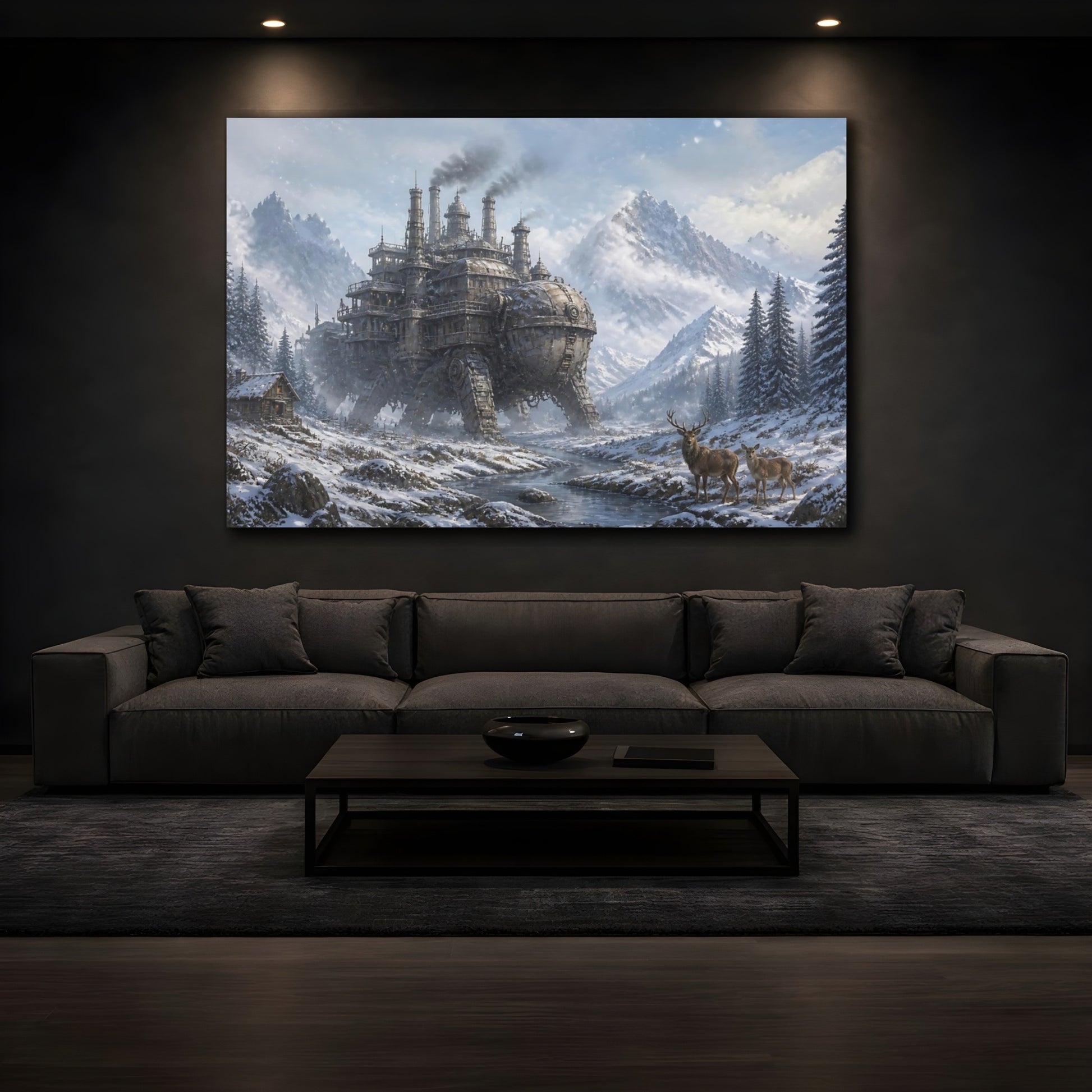 Mockup 3. Steampunk Winter Walker shown as canvas print