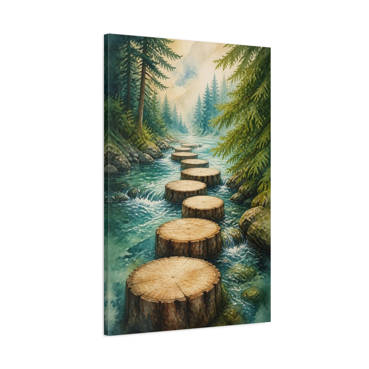Main Mockup. Stepping Logs Motivation shown as canvas print