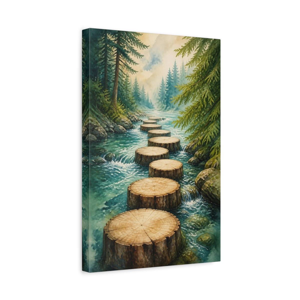 Side Mockup 4. Stepping Logs Motivation shown as canvas print