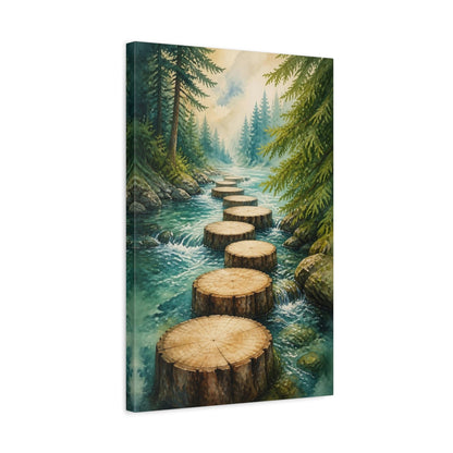 Side Mockup 3. Stepping Logs Motivation shown as canvas print