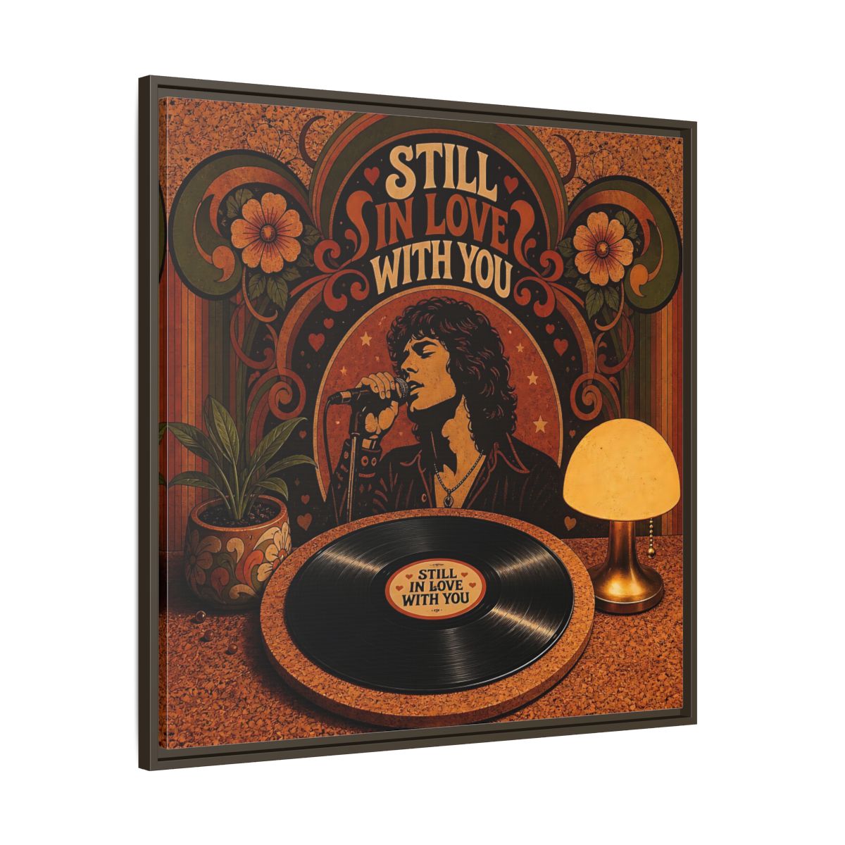 Main Mockup. Still In Love With You shown as framed canvas print