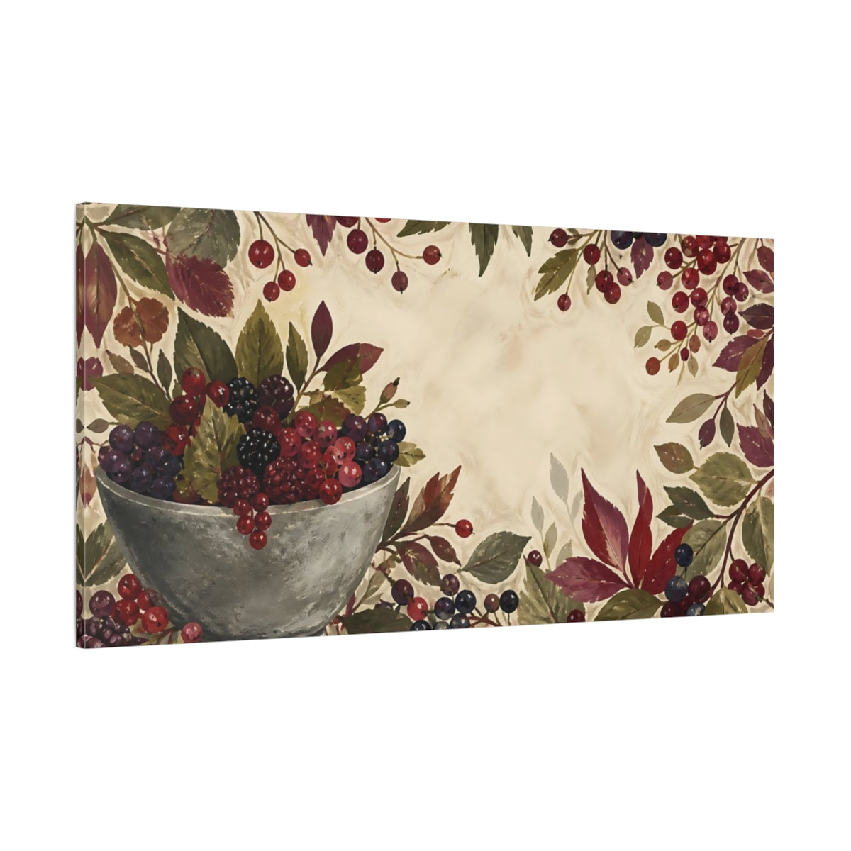 Side Mockup 2. Stone Bowl Of Berries shown as canvas print