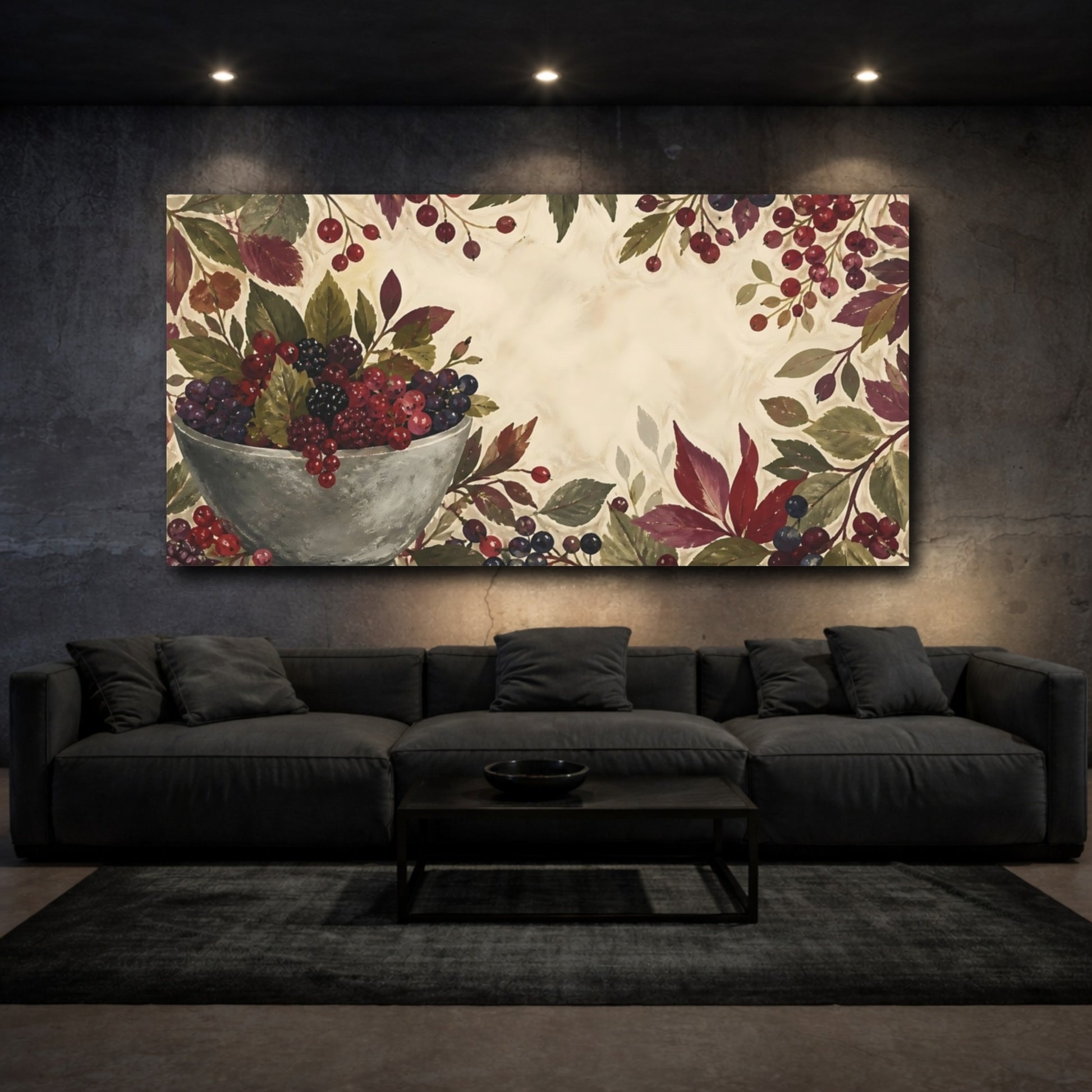 Mockup 3. Stone Bowl Of Berries shown as canvas print