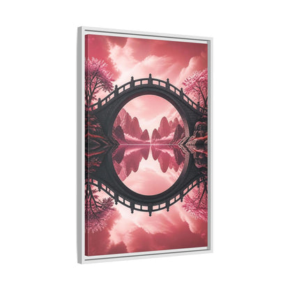 Side Mockup 10. Stone Bridge Illusion shown as framed canvas print