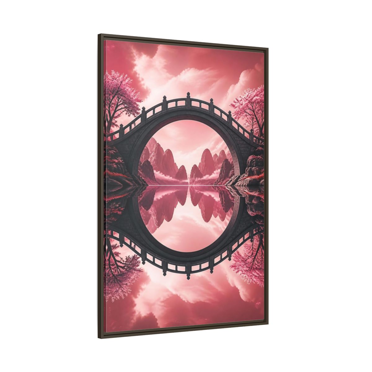 Side Mockup 8. Stone Bridge Illusion shown as framed canvas print