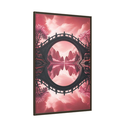 Side Mockup 8. Stone Bridge Illusion shown as framed canvas print
