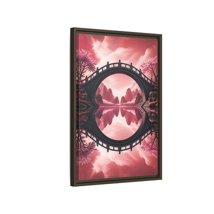 Side Mockup 2. Stone Bridge Illusion shown as framed canvas print