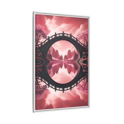 Side Mockup 9. Stone Bridge Illusion shown as framed canvas print