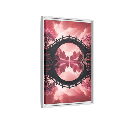 Side Mockup 1. Stone Bridge Illusion shown as framed canvas print