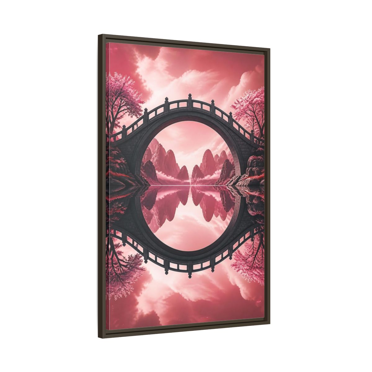 Main Mockup. Stone Bridge Illusion shown as framed canvas print
