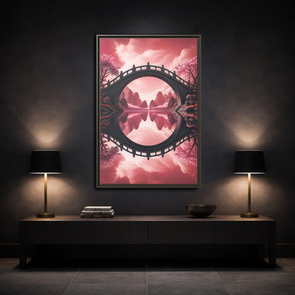 Mockup 3. Stone Bridge Illusion shown as framed canvas print