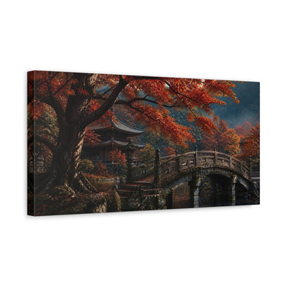 Side Mockup 3. Stone Bridge In Autumn shown as canvas print