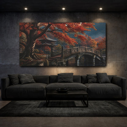 Mockup 3. Stone Bridge In Autumn shown as canvas print