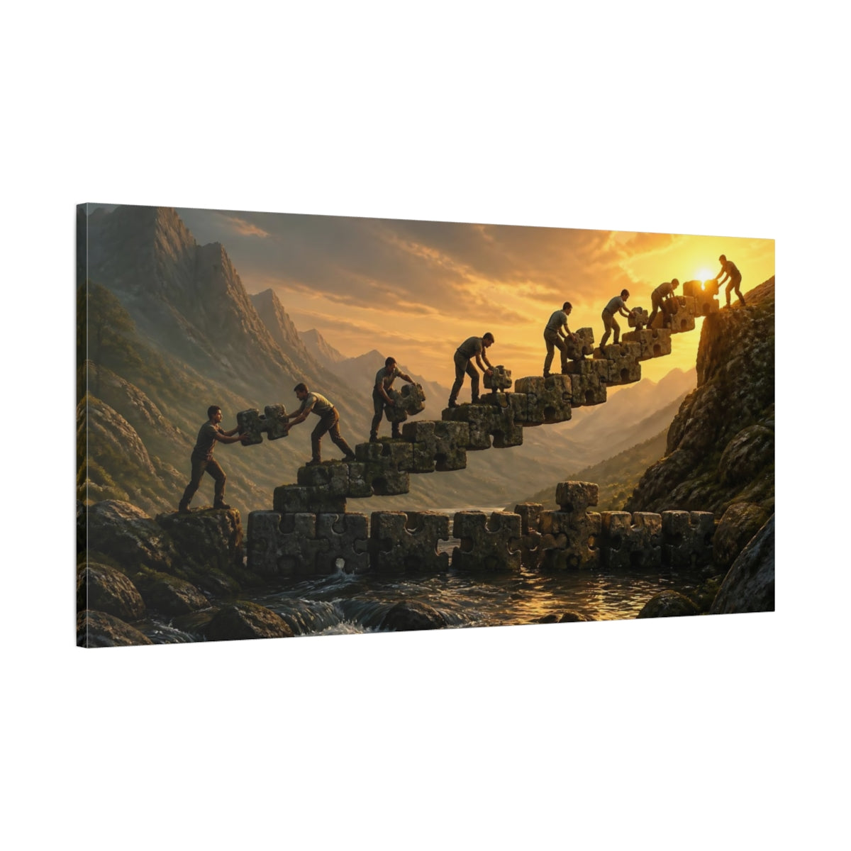 Main Mockup. Stone Bridge Motivation shown as canvas print