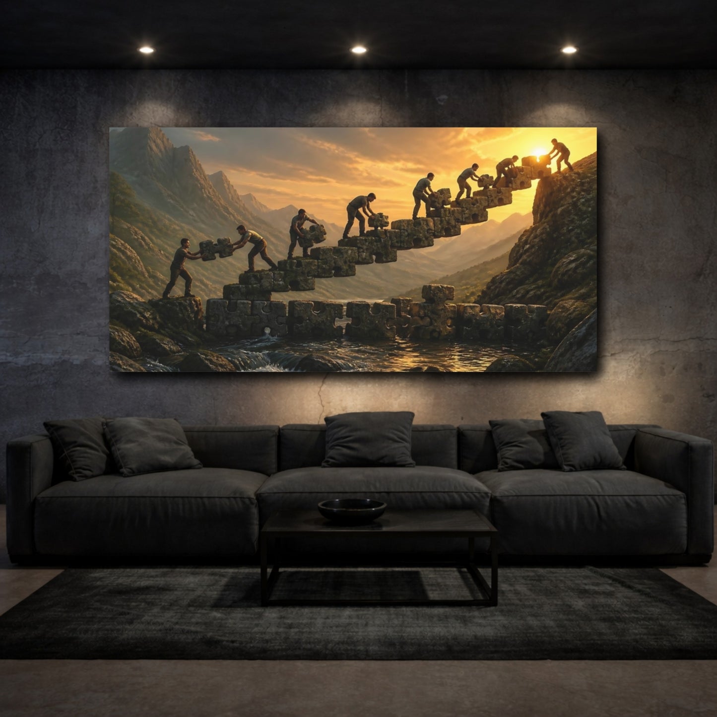 Mockup 3. Stone Bridge Motivation shown as canvas print