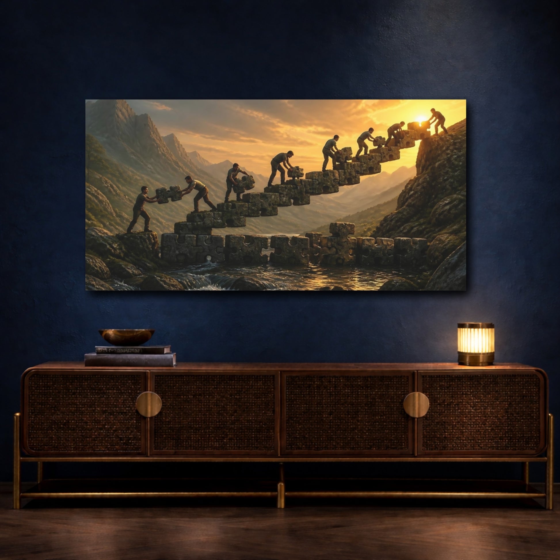 Mockup 4. Stone Bridge Motivation shown as canvas print