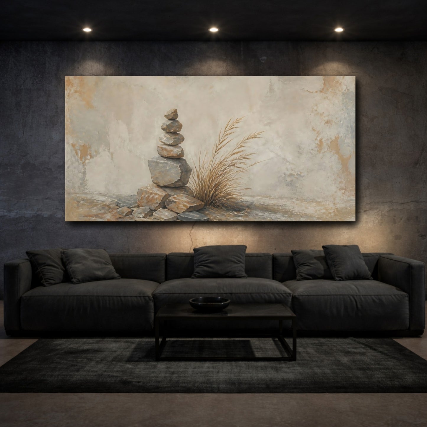 Mockup 3. Stone Cairn With Grass shown as canvas print