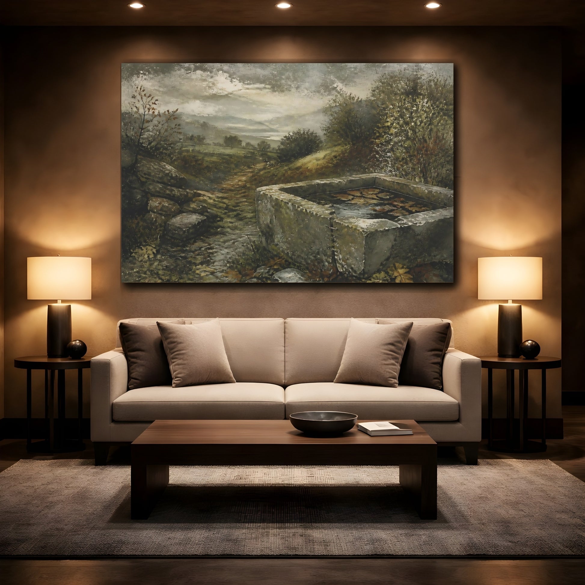 Mockup 2. Stone Trough In Autumn shown as canvas print