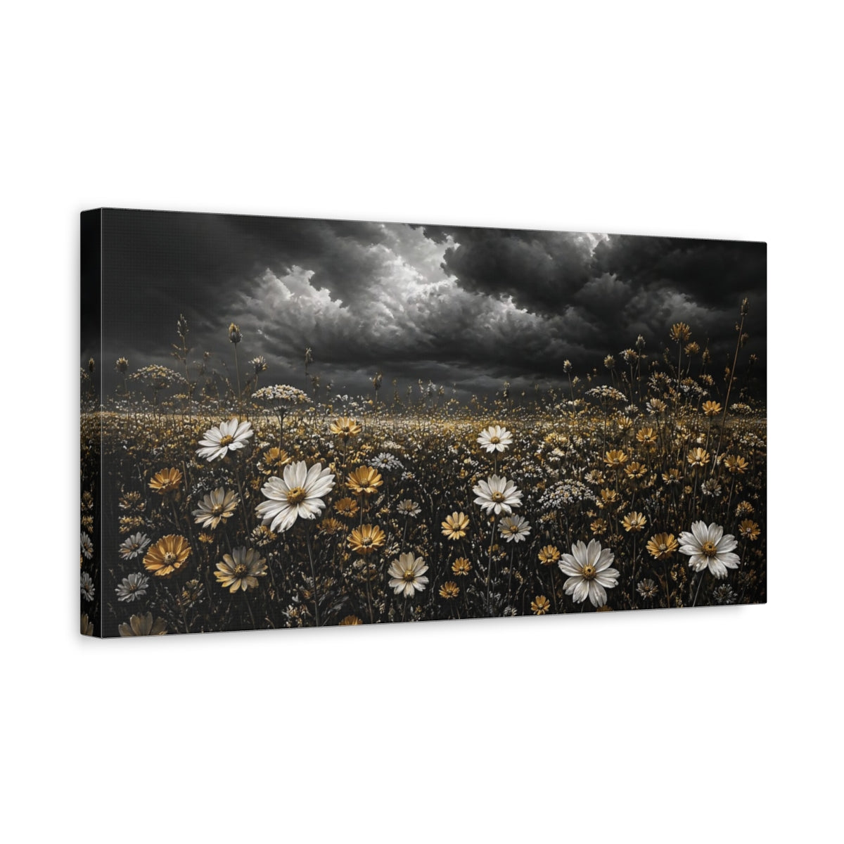 Side Mockup 3. Storm Over Golden Wildflowers shown as canvas print