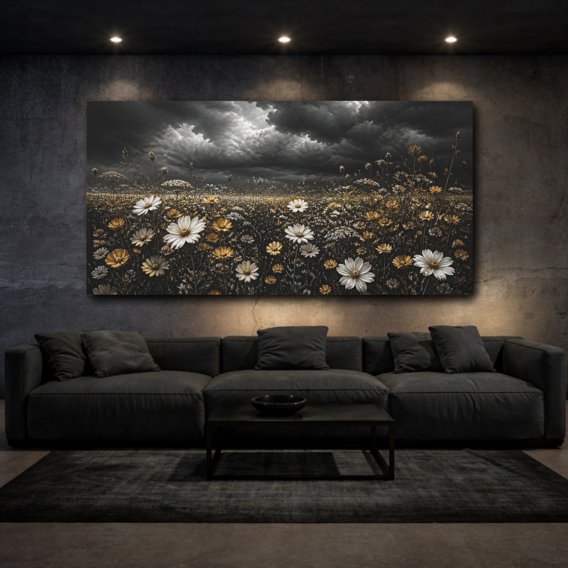 Mockup 3. Storm Over Golden Wildflowers shown as canvas print