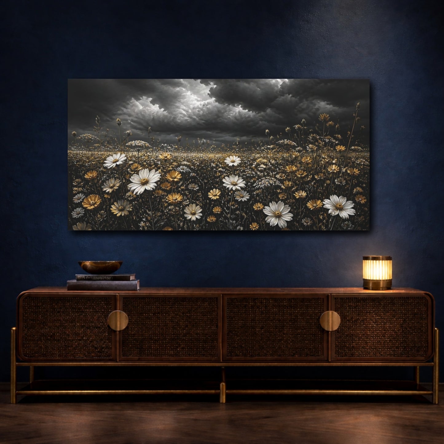 Mockup 4. Storm Over Golden Wildflowers shown as canvas print