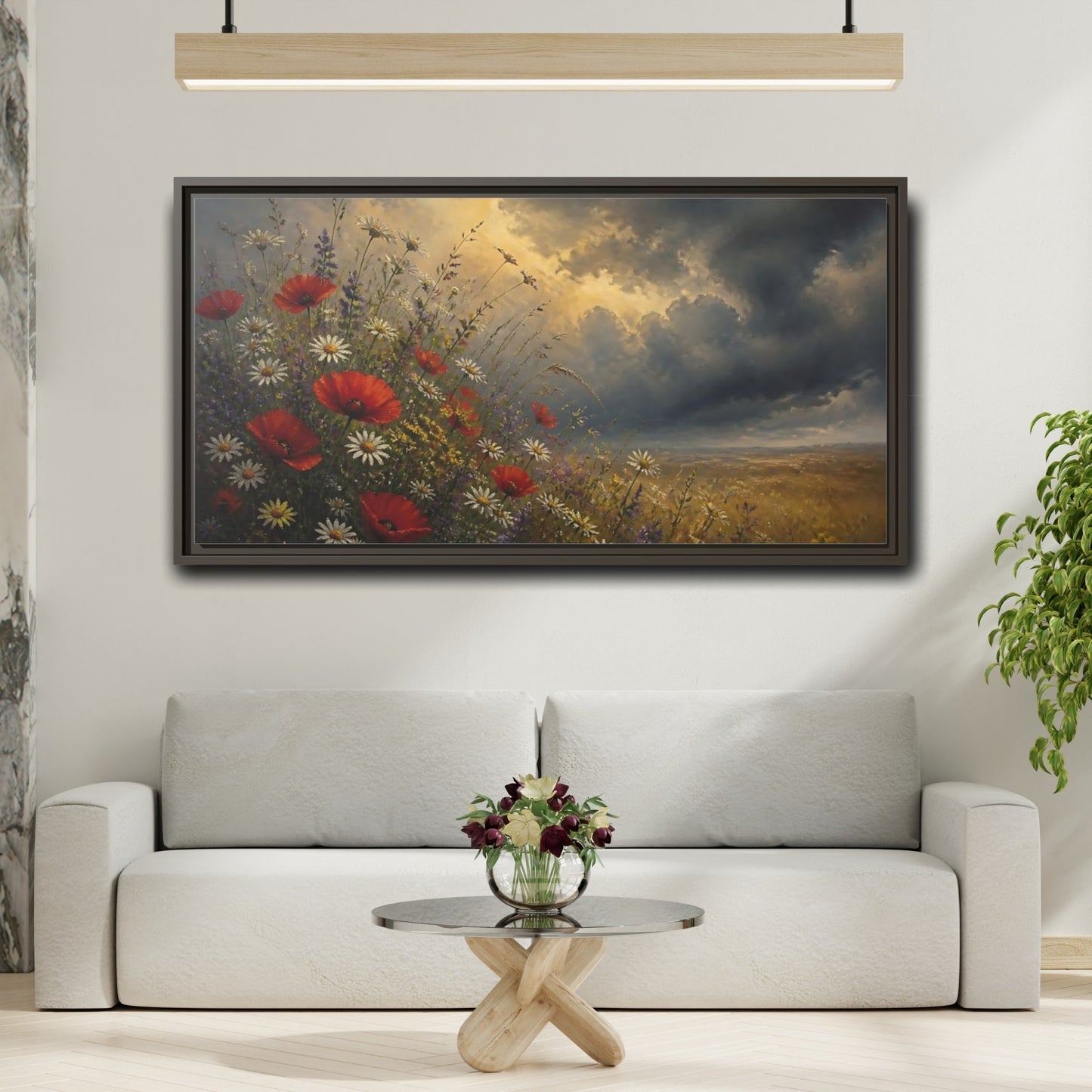 Mockup 2. Storm Over Wildflowers shown as framed canvas print