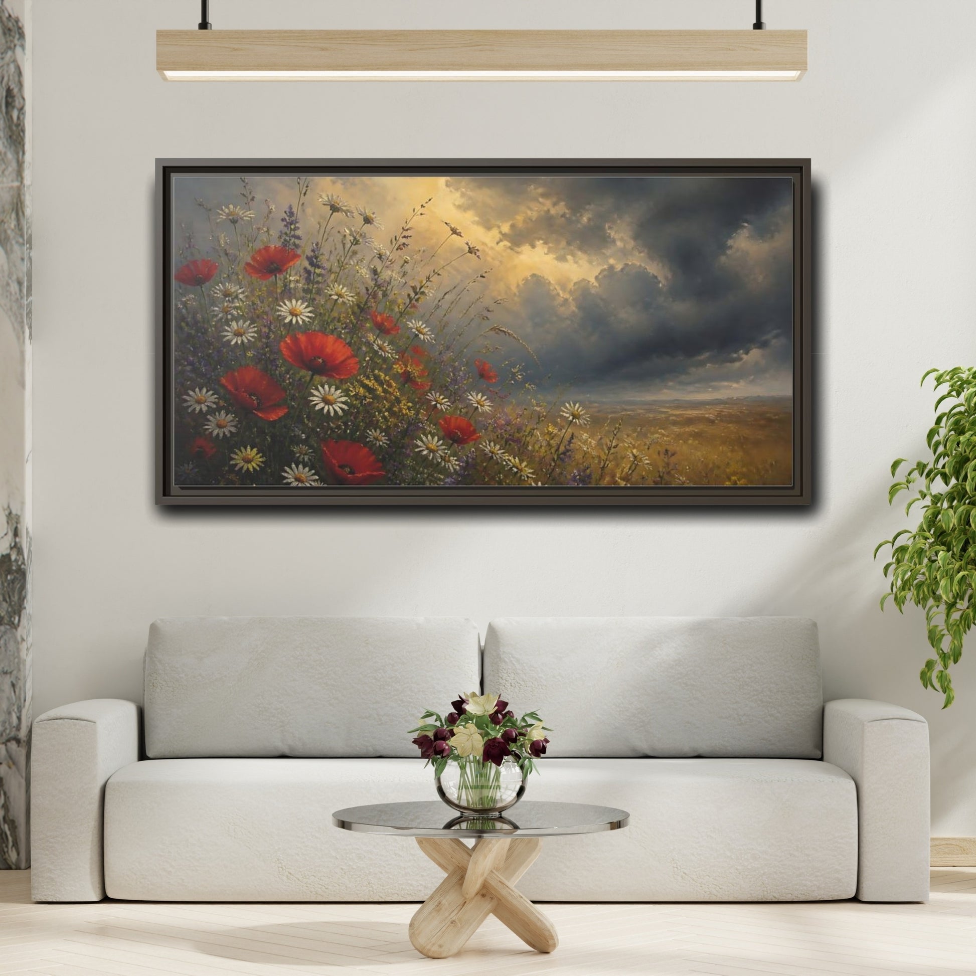 Mockup 2. Storm Over Wildflowers shown as framed canvas print