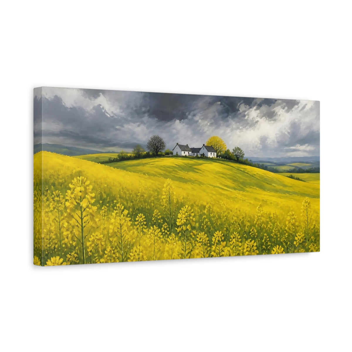 Side Mockup 3. Storm Over Yellow Fields shown as canvas print