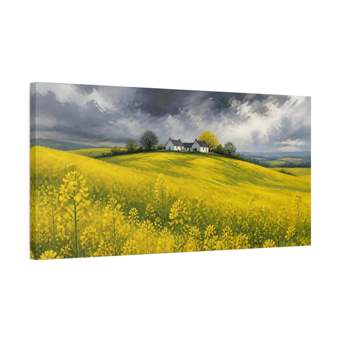 Side Mockup 1. Storm Over Yellow Fields shown as canvas print
