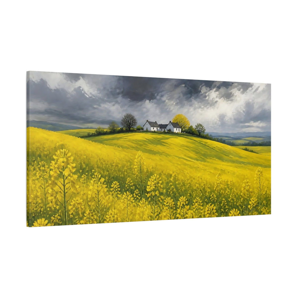 Side Mockup 2. Storm Over Yellow Fields shown as canvas print