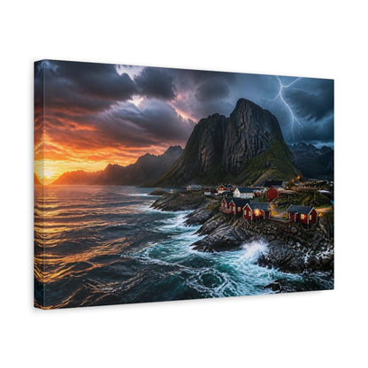 Side Mockup 4. Stormy Coastal Landscape shown as canvas print