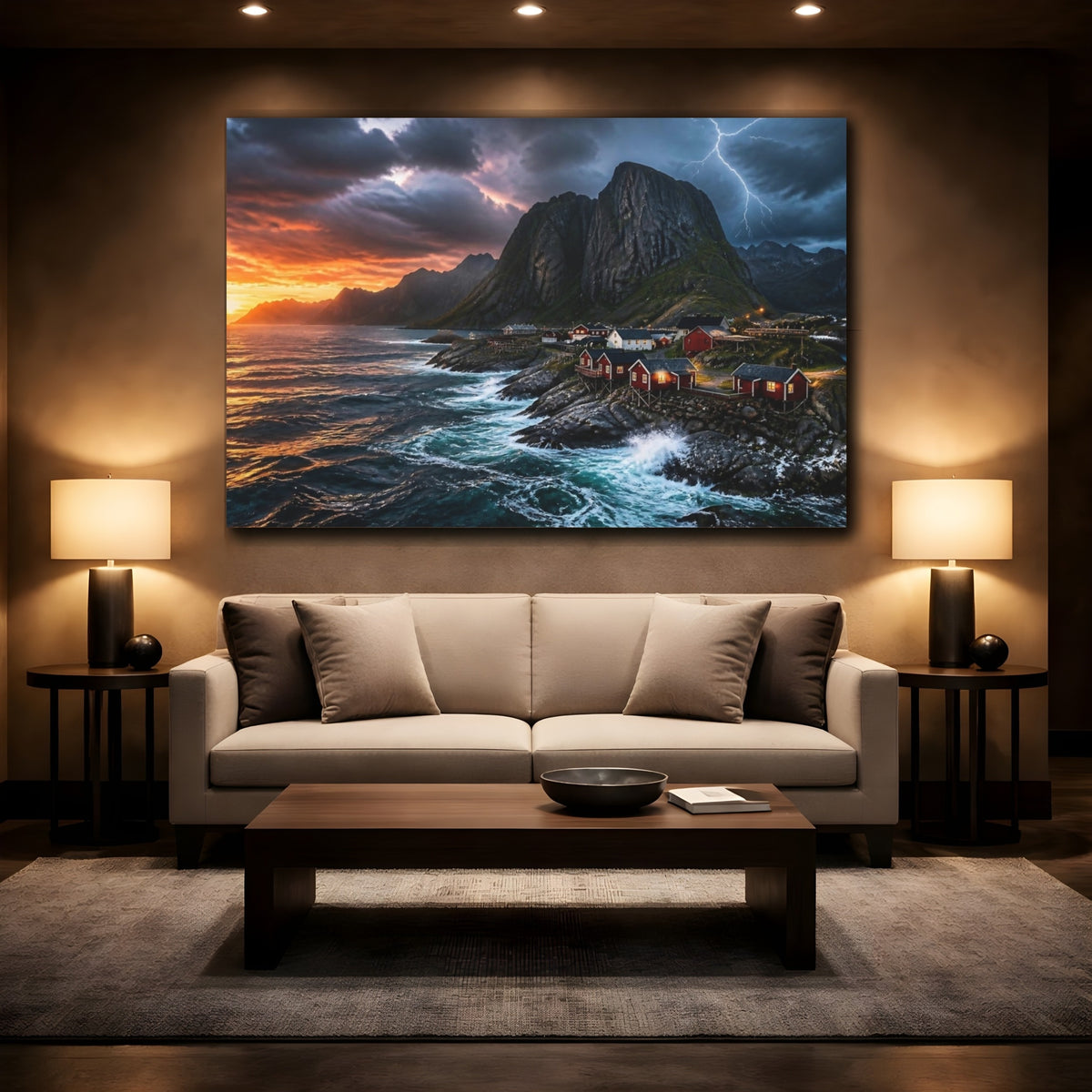 Mockup 2. Stormy Coastal Landscape shown as canvas print