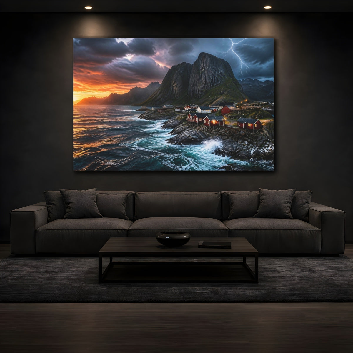 Mockup 3. Stormy Coastal Landscape shown as canvas print