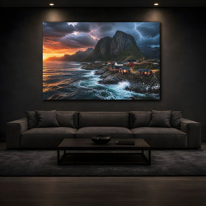 Mockup 3. Stormy Coastal Landscape shown as canvas print