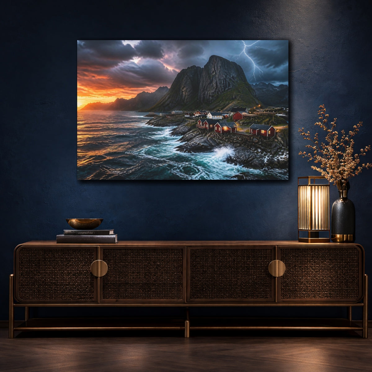 Mockup 4. Stormy Coastal Landscape shown as canvas print