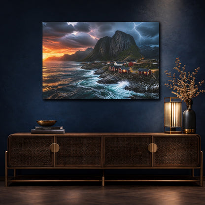Mockup 4. Stormy Coastal Landscape shown as canvas print