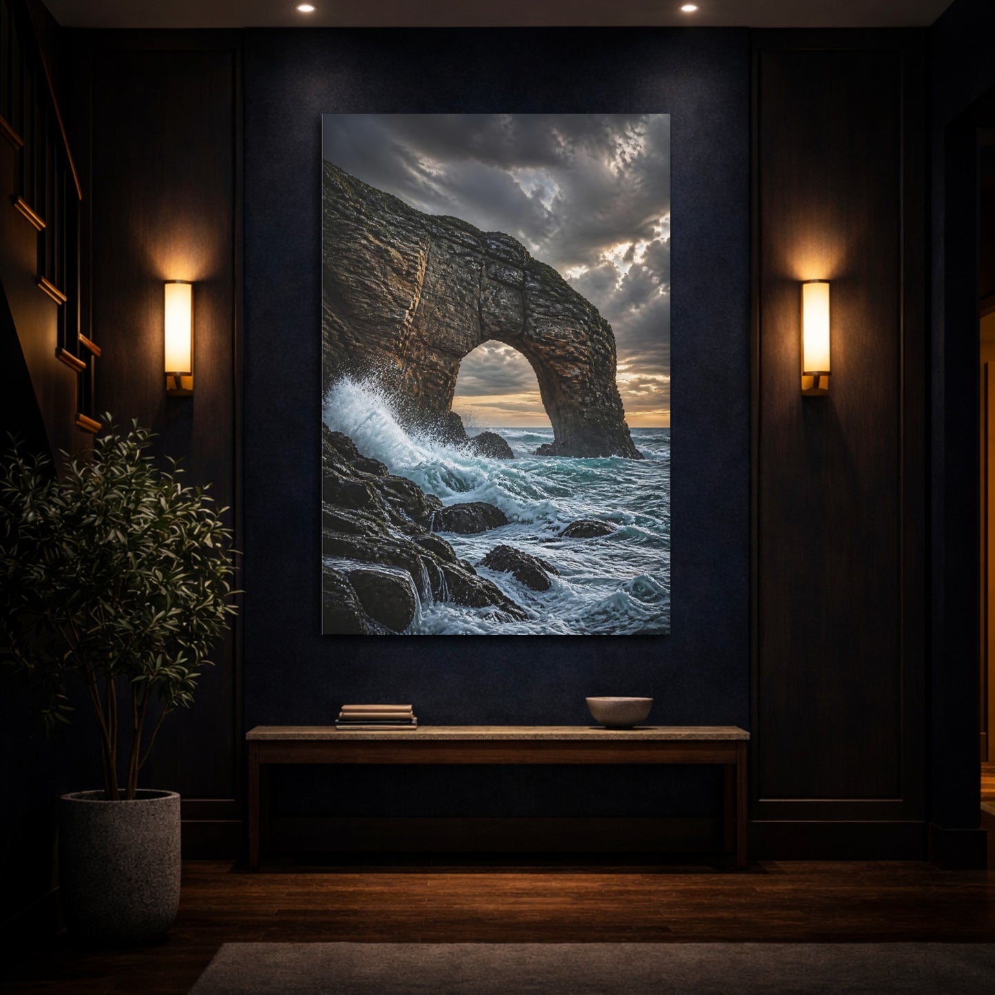Mockup 4. Stormy Coastal Sea Arch shown as canvas print