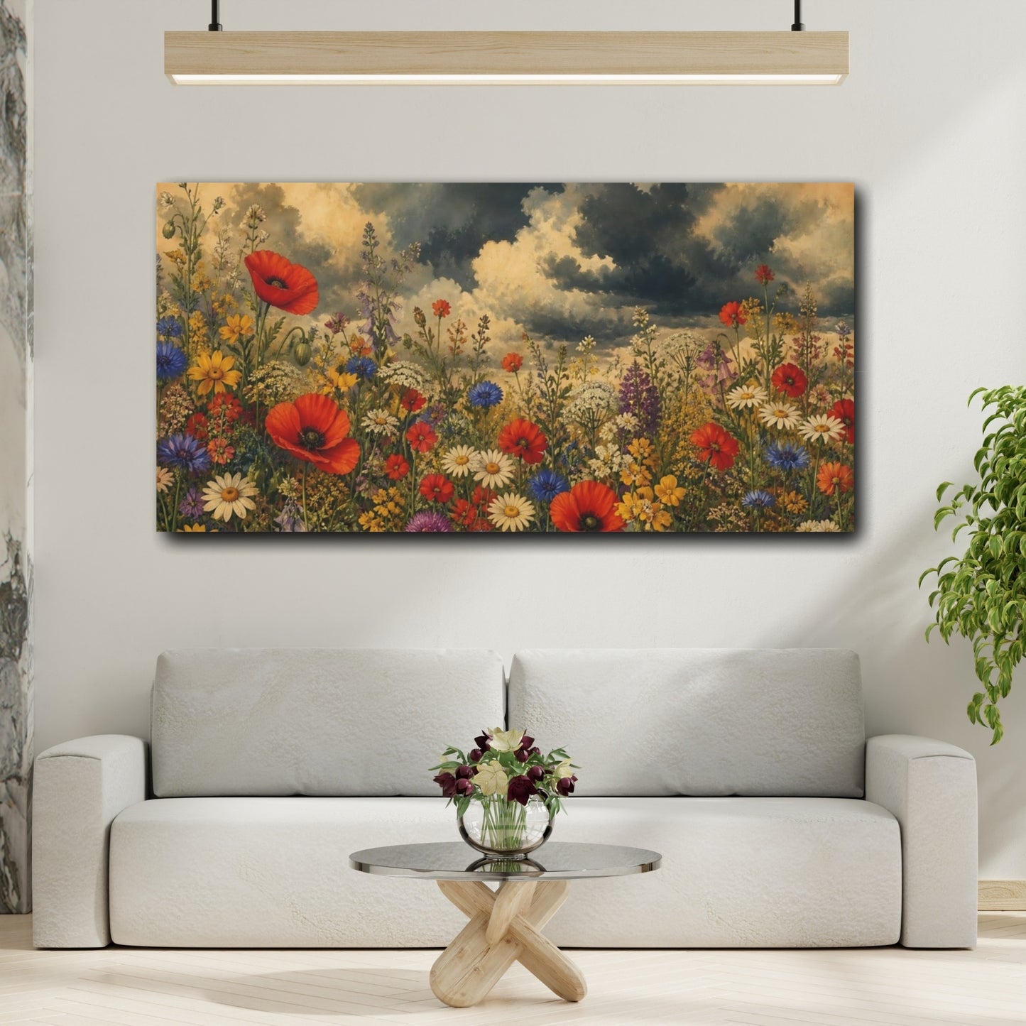 Mockup 2. Stormy Wildflower Meadow shown as canvas print