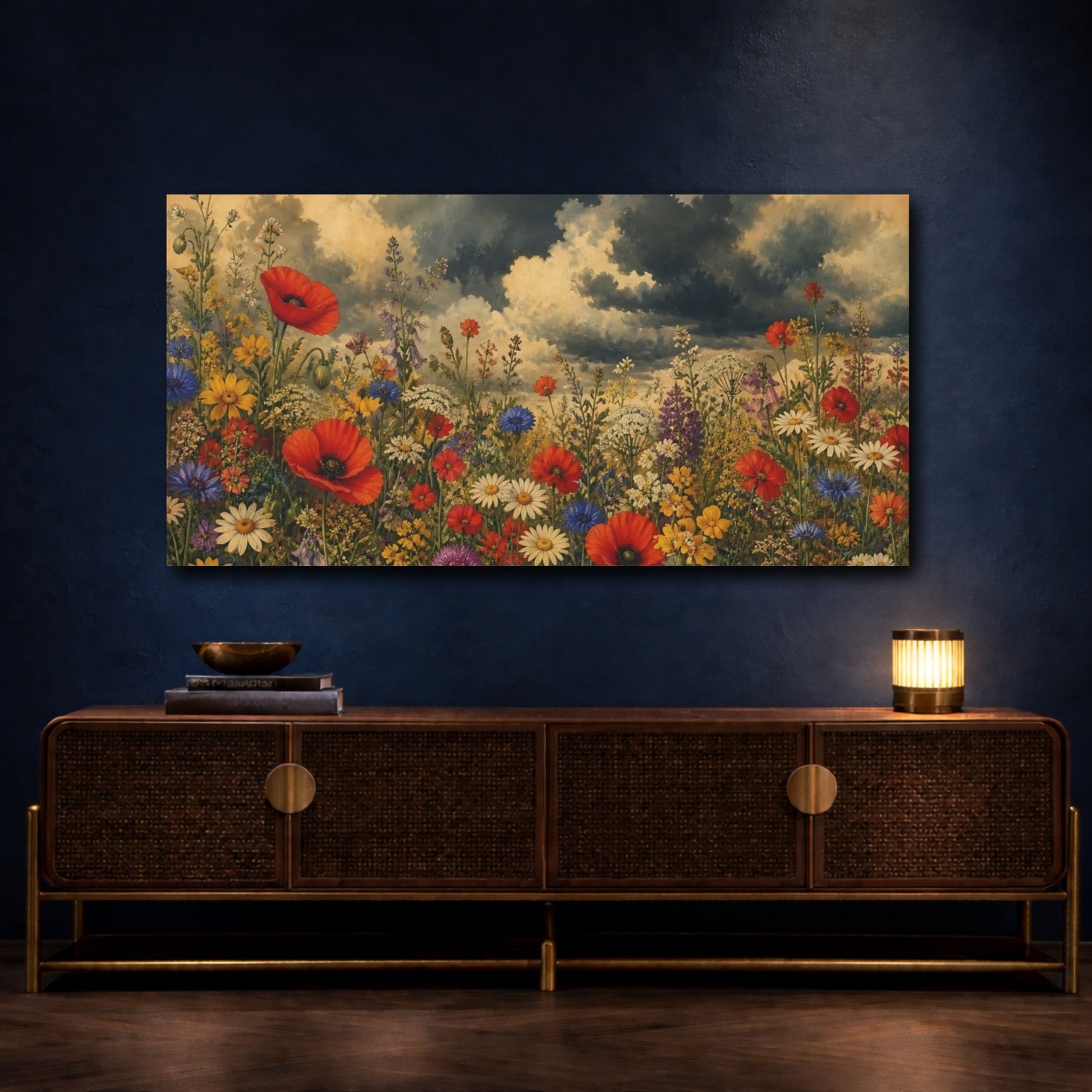 Mockup 4. Stormy Wildflower Meadow shown as canvas print