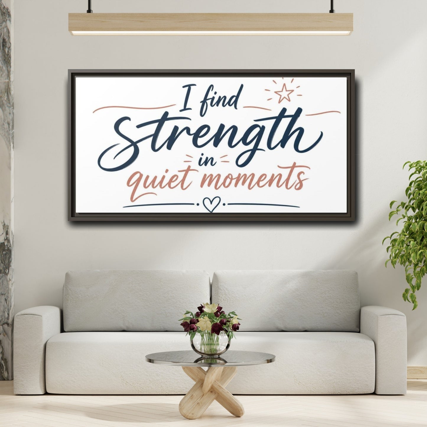 Mockup 2. Strength In Quiet Moments shown as framed canvas print