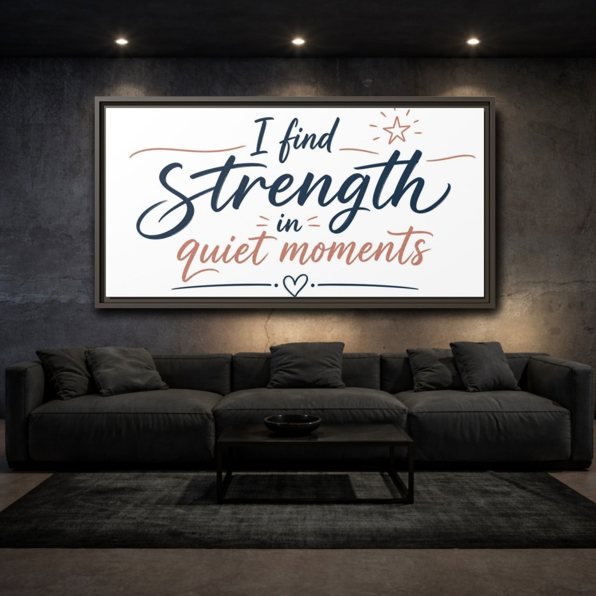 Mockup 3. Strength In Quiet Moments shown as framed canvas print