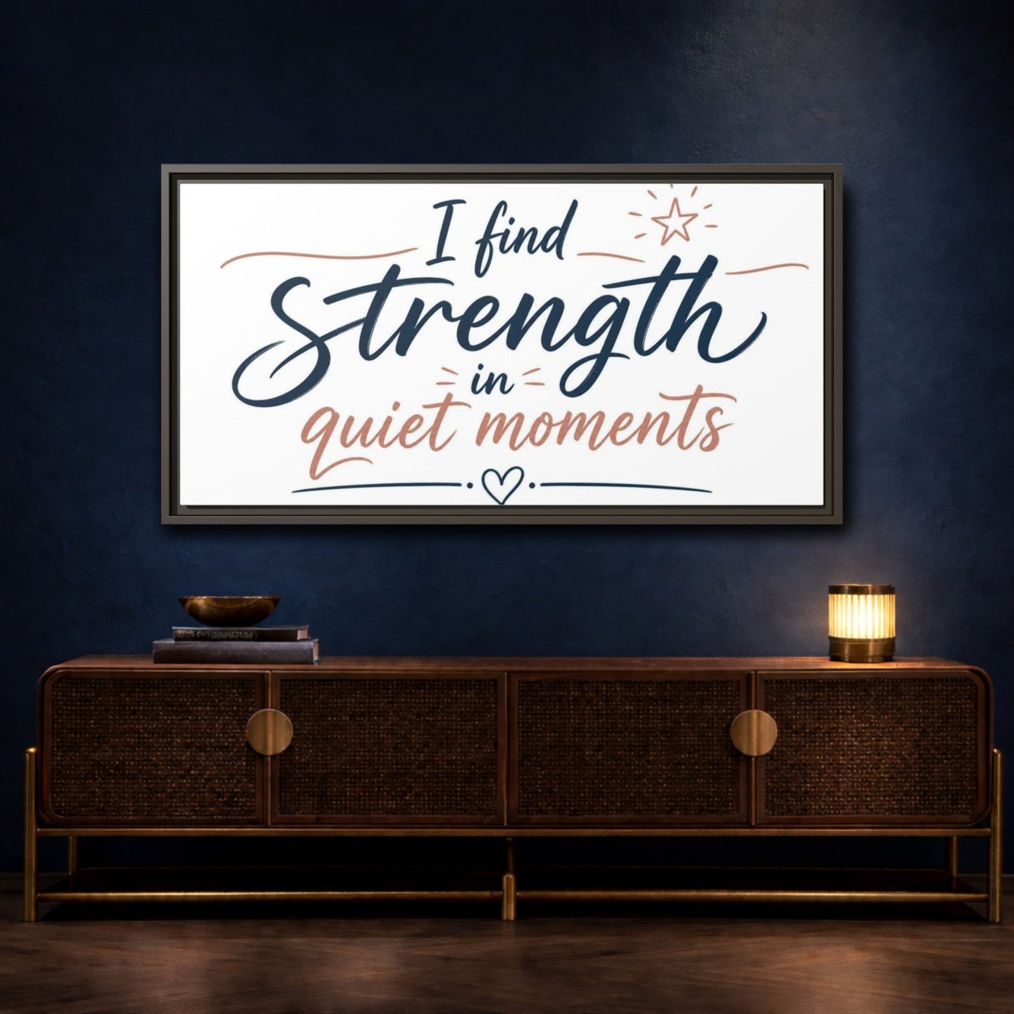Mockup 4. Strength In Quiet Moments shown as framed canvas print