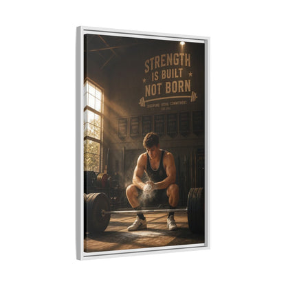 Side Mockup 10. Strength Is Built shown as framed canvas print