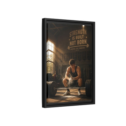 Side Mockup 6. Strength Is Built shown as framed canvas print