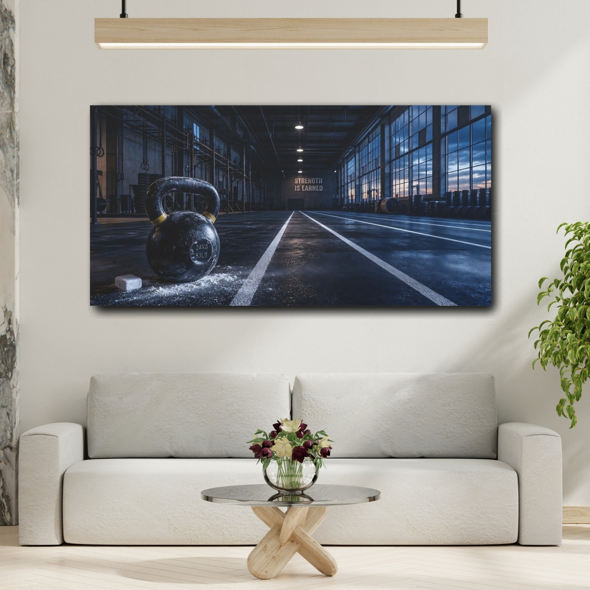 Mockup 2. Strength Kettlebell Gym shown as canvas print